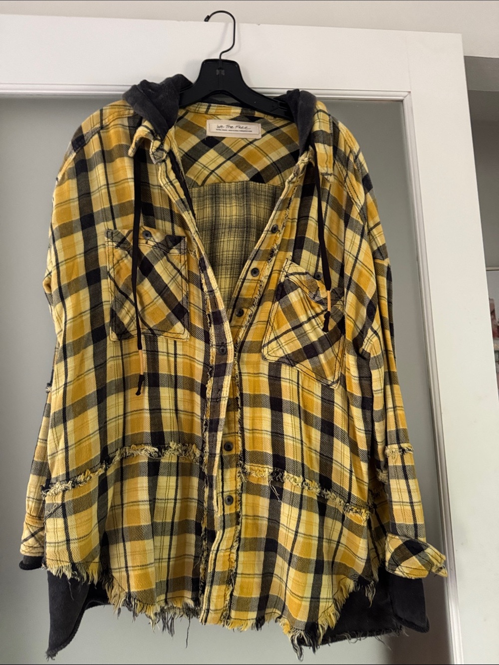 We The Free Yellow and Black Plaid Top